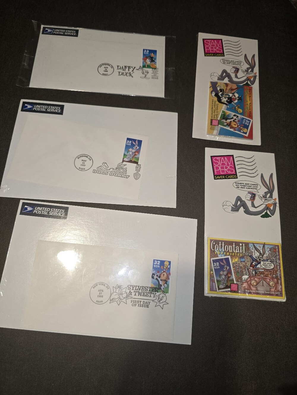 Looney Tunes First Day Cover Envelopes & Stamp Cards Collection
